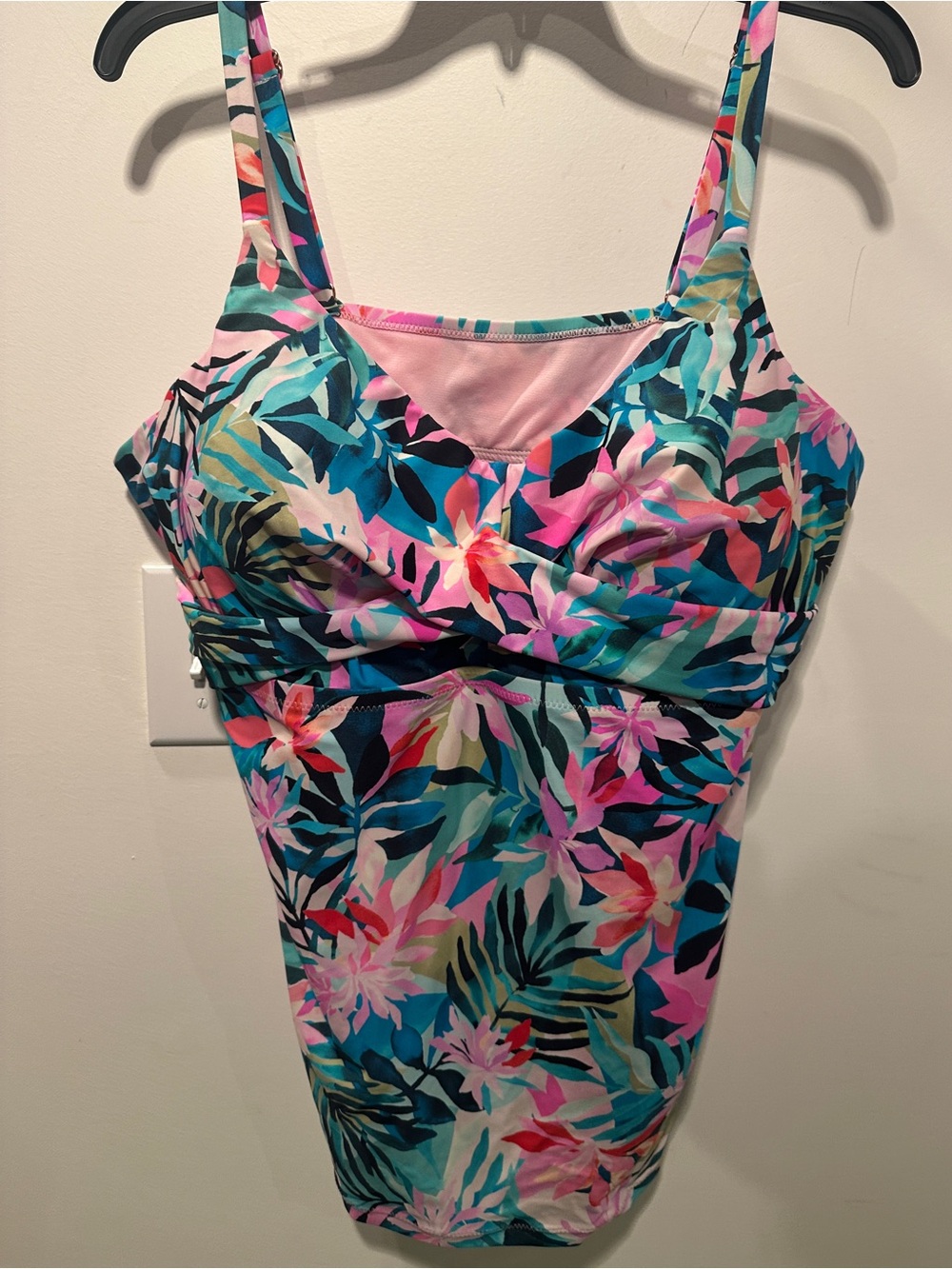 Raisins Floral Tankini Swim Top Pink, Teal & Blue 22W